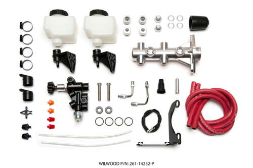 Wilwood 261-14252-P - Tandem Remote M/C Kit w L/H Brkt & Prop Valve - 1 1/8in Bore Ball Burnished