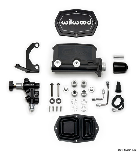 Wilwood 261-15661-BK - Compact Tandem M/C - 1in Bore w/RH Bracket and Valve - Black