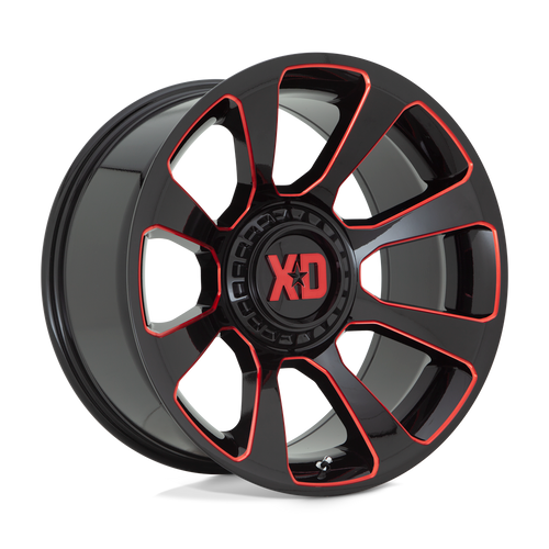 XD Wheels XD85421000918N - Xd854 Reactor 20X10 Gloss Black Milled With Red Tint