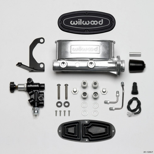Wilwood 261-13269-P - HV Tandem M/C Kit w L/H Bracket & Prop Valve - 1in Bore Ball Burnished