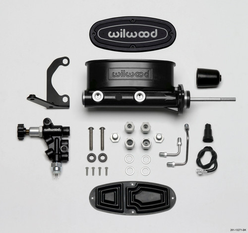 Wilwood 261-13271-BK - HV Tandem M/C Kit w L/H Bracket & Prop Valve - 7/8in Bore Black-W/Pushrod
