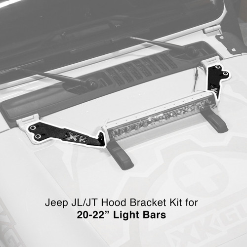 XKGLOW XK-BRC-JK-H - XK Glow Jeep JK Hood 20In Light Bar Bracket Kit