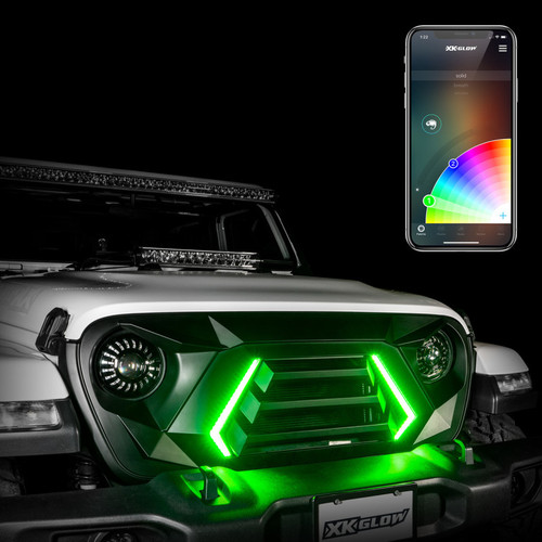 XKGLOW XK-GRILL-JL1-DM - XK Glow JL Wrangler & Gladiator JT XKCHROME LED Grill Kit (Dual Mode)