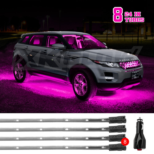 XKGLOW XK041002-P - XK Glow Tube Single Color Underglow LED Accent Light Car/Truck Kit Pink - 8x24In
