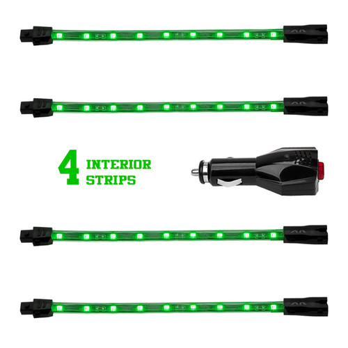 XKGLOW XK041004-G - XK Glow Single Color  UnderglowLED Accent Light Car/Truck Kit Green - 4x8In