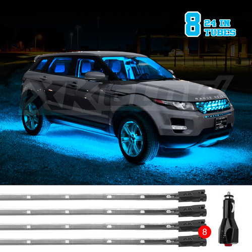 XKGLOW XK041002-AB - XK Glow Tube Single Color Underglow LED Accent Light Car/Truck Kit Light Blue - 8x24In