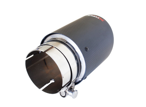 XFORCE TC-AW4-63 - 4' O.D Carbon Fibre Double Wall Angle Cut Tip 21/2"Inlet(63MM); Exhaust Tail Pipe Tip