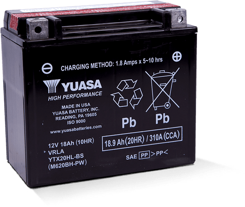 Yuasa Battery YUAM620BH-PW - Yuasa YTX20HL-BS-PW High Performance AGM Battery w/Bottle