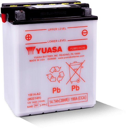 Yuasa Battery YUAM2214HIND - Yuasa YB14-A2 Yumicron CX 12-Volt Battery