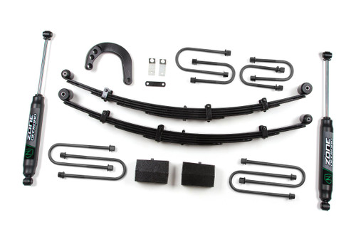 Zone Offroad ZONC18N - 4 Inch Leaf Spring Lift Kit 88-91 Chevy 3/4 Ton SUV Nitro Shocks  Offroad