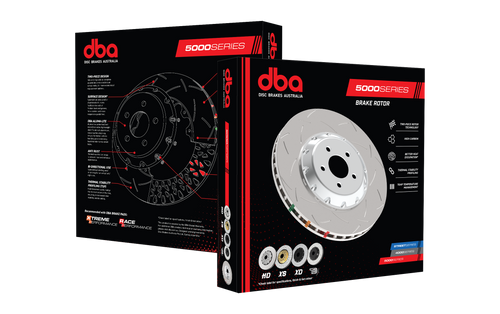 DBA DBA52532BLKS - 06-10 Jeep Grand Cherokee SRT8 5000 Series Uni-Directional Slotted Front Rotor w/Black Hat