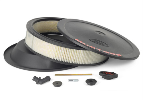 Ford Racing 302-362 - Air Cleaner Kit - Black Crinkle Finish w/ Red Mustang Emblem