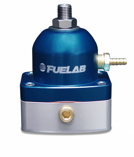 Fuelab 54502-3-G - Universal EFI Electronic Fuel Injection Adjustable Mini Fuel Pressure Regulator In-Line 90-125 psi 1  -6AN Inlet 1  -6AN Return Blue