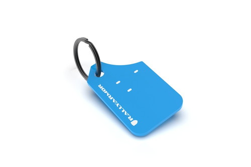 Rally Armor RAKEYCHNBL - Mini UR Mud Flap Keychain - Blue w/ White Logo