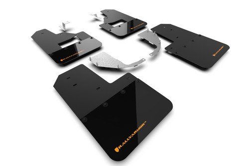 Rally Armor MF85-RB-ST-COR - 21-25 Ford Bronco (Steel Bmpr + RB - NO Rptr/Sprt) Blk Mud Flap w/Cy Orange Logo