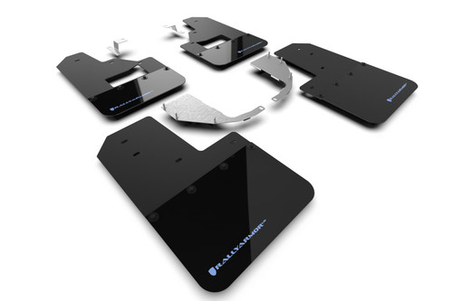 Rally Armor MF85-RB-ST-ABL - 21-25 Ford Bronco (Steel Bmpr + RB - NO Rptr/Sprt) Blk Mud Flap w/Area Blue Logo