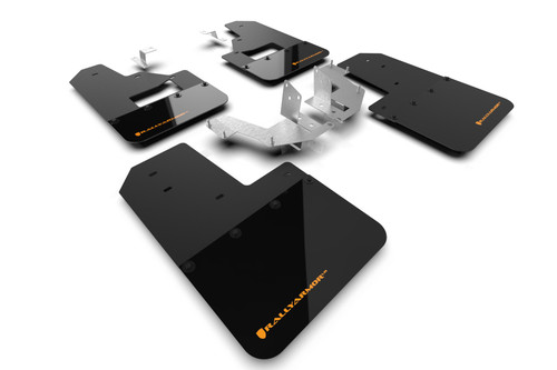 Rally Armor MF85-RB-PL-COR - 21-25 Ford Bronco (Plstc Bmpr + RB - NO Rptr/Sprt) Blk Mud Flap w/Cy Orange Logo
