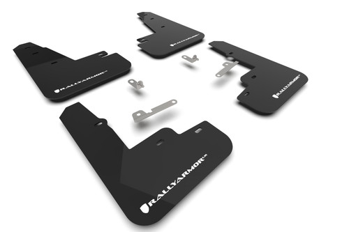 Rally Armor MF96-UR-BLK-WH - 21-25 Ford Mustang Mach-E/GT/Rally Black Mud Flap w/White Logo