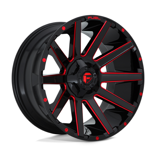 Fuel Wheels D64320009846 - Aluminum Wheels 20X10 Contra D643 6 On 135/6 On 139.7 Gloss Red Milled 106.1 Bore -19 Offset Multi Spoke Fuel Off Road Wheels Fuel Wheels D64320009846 - Aluminum Wheels 20X10 Contra D643 6 On 135/6 On 139.7 Gloss Red Milled 106.1 Bore -19 Offset Multi Spoke Fuel Off Road Wheels