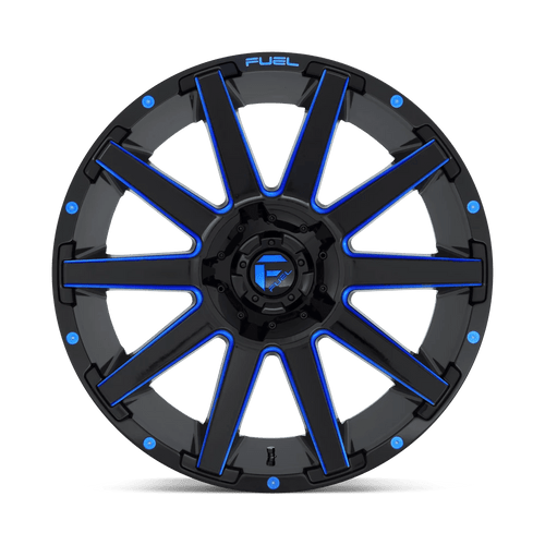 Fuel Wheels D64420907050 - Aluminum Wheels 20X9 Contra D644 5 On 139.7/5 On 150 Gloss Blue Milled 110.3 Bore 1 Offset Multi Spoke Fuel Off Road Wheels Fuel Wheels D64420907050 - Aluminum Wheels 20X9 Contra D644 5 On 139.7/5 On 150 Gloss Blue Milled 110.3 Bore 1 Offset Multi Spoke Fuel Off Road Wheels