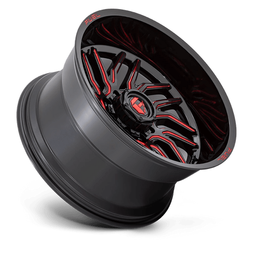 Fuel Wheels D80820901757 - Aluminum Wheels 20X9 Hurricane D808 8 On 170 Gloss Black/Red Milled 125.1 Bore 20 Offset Fuel Off Road Wheels