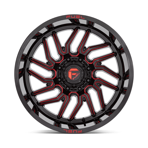 Fuel Wheels D80822208247 - Aluminum Wheels 22X12 Hurricane D808 8 On 165.1 Gloss Black/Red Milled 125.1 Bore -44 Offset Fuel Off Road Wheels