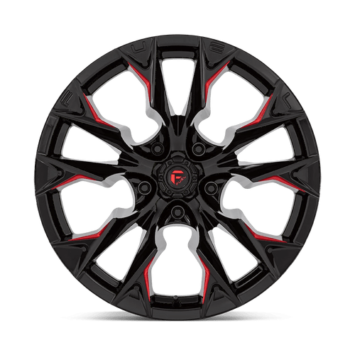 Fuel Wheels D8232000B447 - D823 Flame 20X10 Gloss Black Milled With Candy Red