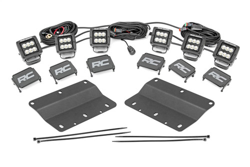 Rough Country 51086 - LED Light Kit - Fog Mount - Triple 2 inch Black Pair - Flood - Ford Bronco (21-24)
