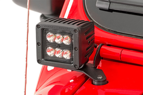 Rough Country 70052DRL - LED Light Kit - Hinge Mount - 2 inch Black Pair - White DRL - Jeep Gladiator JT/Wrangler JL (18-24)