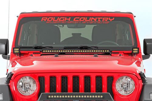 Rough Country 70052DRL - LED Light Kit - Hinge Mount - 2 inch Black Pair - White DRL - Jeep Gladiator JT/Wrangler JL (18-24)