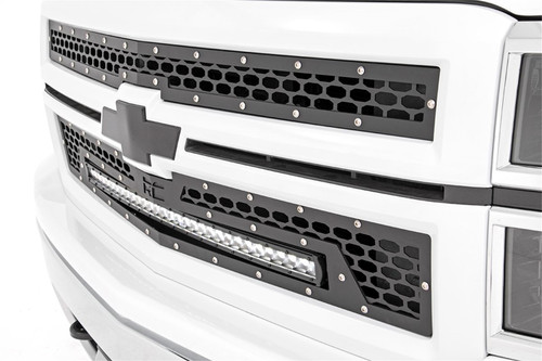 Rough Country 70103 - Mesh Grille - 30 inch Single Row LED - Black - Chevy Silverado 1500 (14-15)
