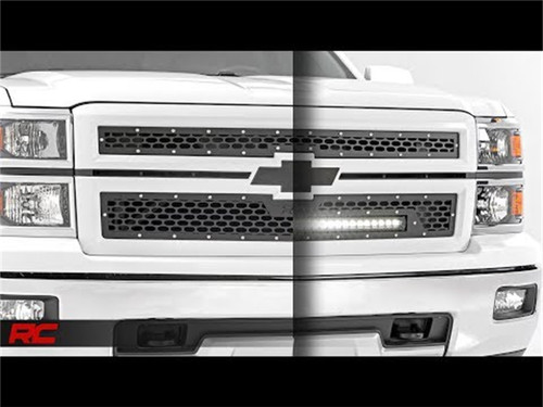 Rough Country 70103 - Mesh Grille - 30 inch Single Row LED - Black - Chevy Silverado 1500 (14-15)