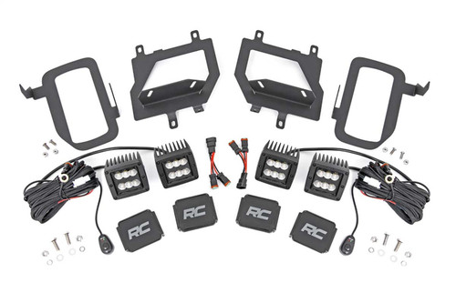 Rough Country 70833 - LED Light Kit - Fog Mount - Dual 2 inch Black Pairs - Flood - Ford F-150 (15-17)