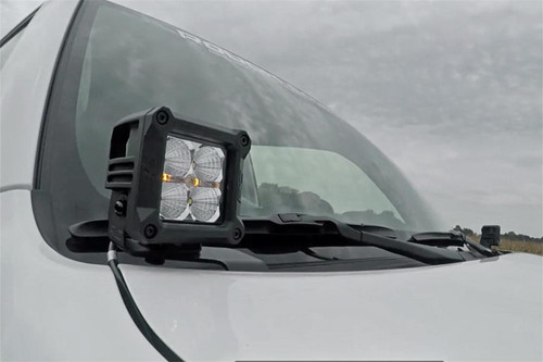 Rough Country 70798 - LED Light Kit - Ditch Mount - 2 inch Black Pair - Amber DRL - Toyota 4Runner (10-24)