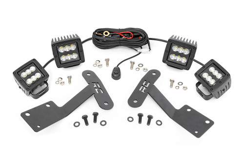 Rough Country 70866 - LED Light Kit - Ditch Mount - Dual 2 inch Black Pairs - Spot/Flood - Toyota Tundra (14-21)