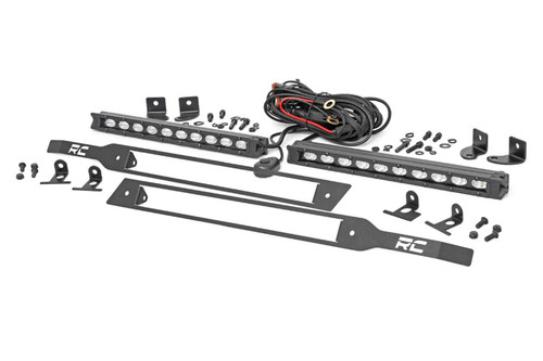 Rough Country 70817 - LED Light Kit - Grille Mount - 10 inch Black Slimline Pair - Chevy Silverado 1500 (19-22)