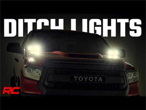 Rough Country 70837 - LED Light Kit - Ditch Mount - Dual 2 inch Black Pairs - White DRL - Toyota Tundra (14-21)