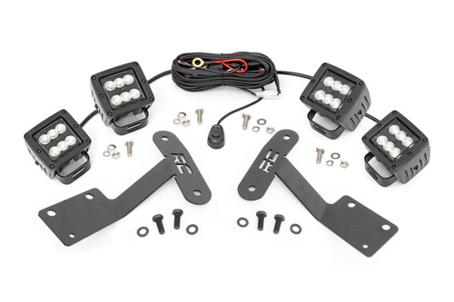 Rough Country 70836 - LED Light Kit - Ditch Mount - Dual 2 inch Black Pairs - Flood - Toyota Tundra (14-21)