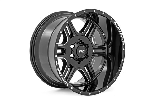 Rough Country 92201210 - 92 Series Wheel - Machined One-Piece - Gloss Black - 20x12 - 8x6.5 - -44mm