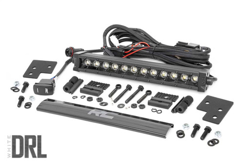 Rough Country 93027 - LED Light Kit - Bumper Mount - 12 inch Black Single Row - White DRL - Polaris Ranger XP 1000