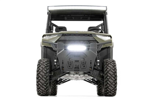 Rough Country 93027 - LED Light Kit - Bumper Mount - 12 inch Black Single Row - White DRL - Polaris Ranger XP 1000