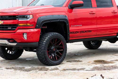 Rough Country A-C11412-GBA - Fender Flares - Defender - 6'7 inch & 8' Bed - Black - Chevy Silverado 1500 (14-18)