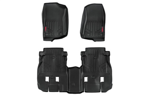 Rough Country M-60112 - Floor Mats - FR & RR - 4 Door - Jeep Wrangler Unlimited 4WD (2018-2024)