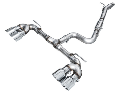AWE 3020-42658 - MK8 Volkswagen Golf R 3in Track Edition Quad Exhaust - Chrome Silver Tips