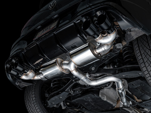 AWE 3015-43658 - MK8 Volkswagen Golf R 3in Touring Edition Quad Exhaust - Diamond Black Tips