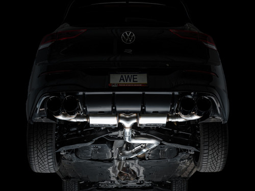 AWE 3015-43658 - MK8 Volkswagen Golf R 3in Touring Edition Quad Exhaust - Diamond Black Tips