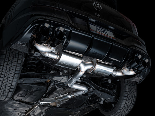 AWE 3015-43658 - MK8 Volkswagen Golf R 3in Touring Edition Quad Exhaust - Diamond Black Tips