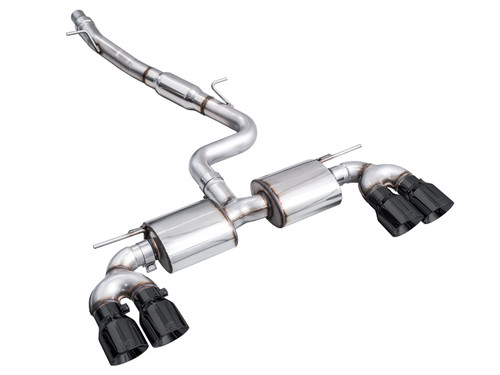 AWE 3015-43658 - MK8 Volkswagen Golf R 3in Touring Edition Quad Exhaust - Diamond Black Tips