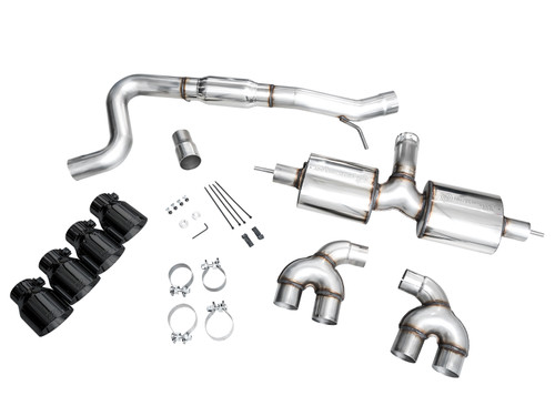 AWE 3015-43658 - MK8 Volkswagen Golf R 3in Touring Edition Quad Exhaust - Diamond Black Tips