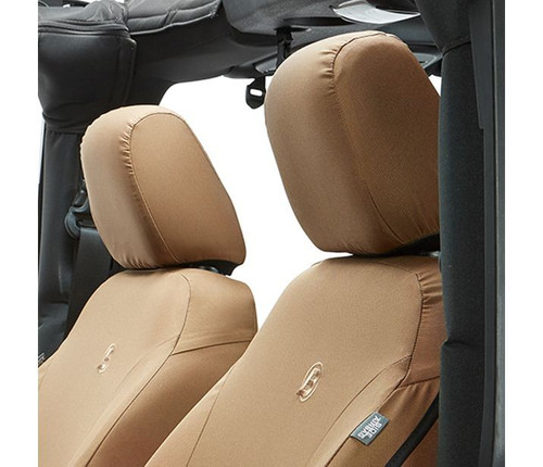 Bestop 29280-04 - Jeep Wrangler Seat Covers For Jeep 2007-2012 Wrangler JK 4 Door Front Premium Vinyl Fabric Tan